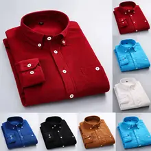 Осенняя Вельветовая рубашка мужская Повседневная блуза с длинными рукавами рубашка на пуговицах рубашки