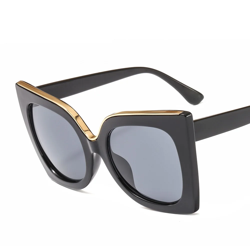 GIFANSEE женские крупные сонечные очки бабочки градиентные брендовые дизайн uv400 ретро роскошные очки с большой оправой Винтаж - Цвет линз: black