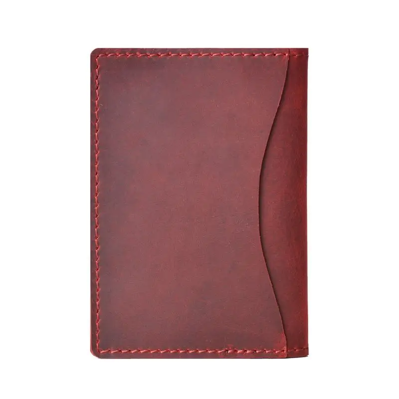 Мужской деловой кошелек из натуральной кожи, карманный кредитный держатель для карт, двойной кошелек A69C - Цвет: Бордовый