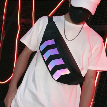 

Male Casual Fanny Bag Waist Bag Belt Money Phone Belt Bags Pouch Reflective Black Bum Hip Bag Fashion Shoulder Belt Pack 2019