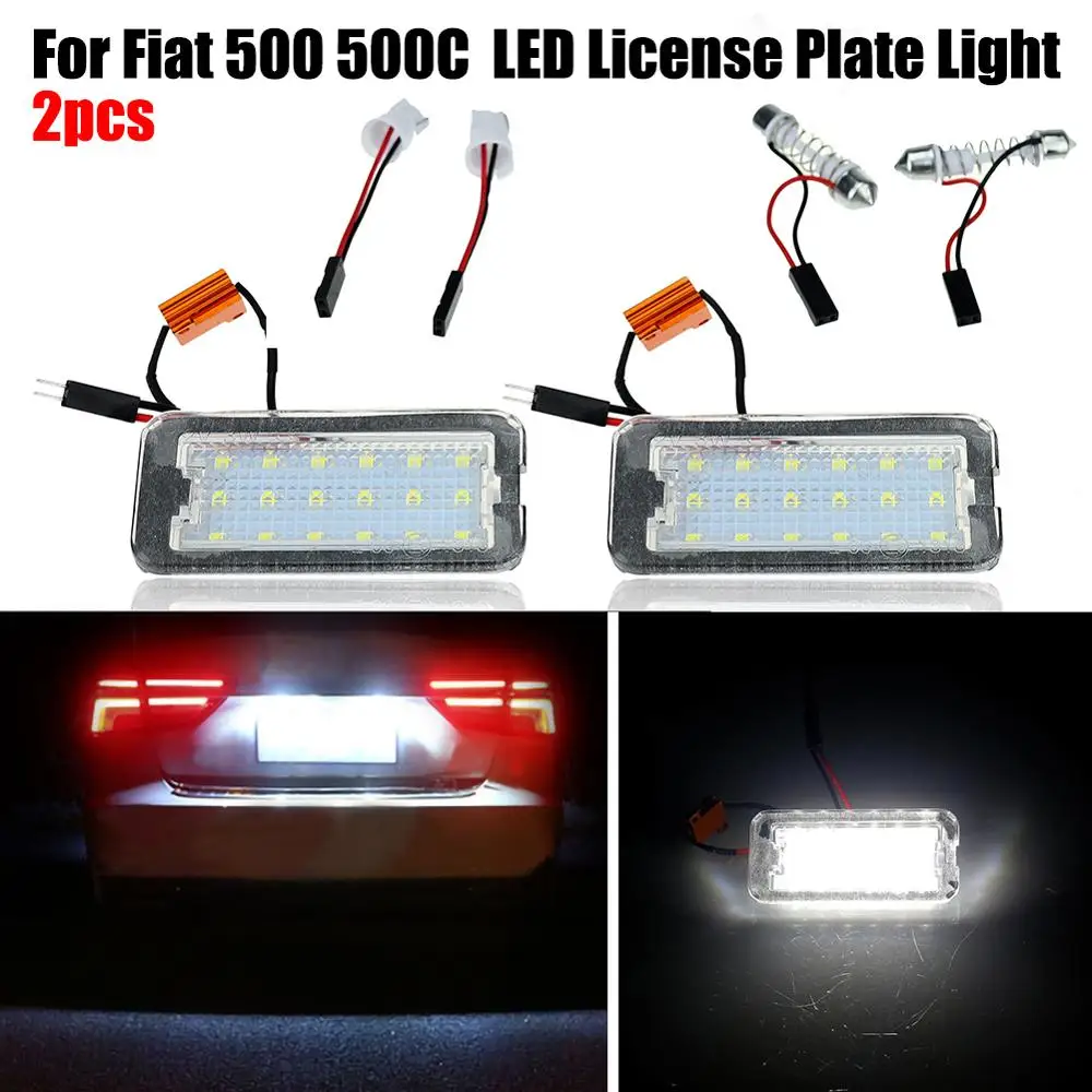 2Pcs White LED License Plate Number Lights Auto Tail Lamp Fit for Fiat