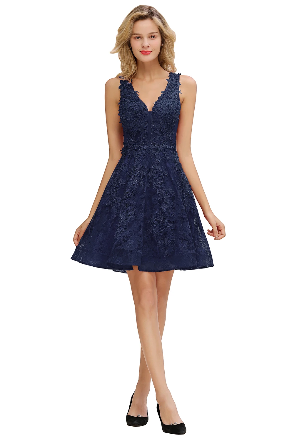 Vestido de festa Longe, Новое поступление, короткое платье для выпускного с аппликациями, официальное вечернее платье, длинное платье, реальные фотографии CPS1339 - Цвет: Navy Blue