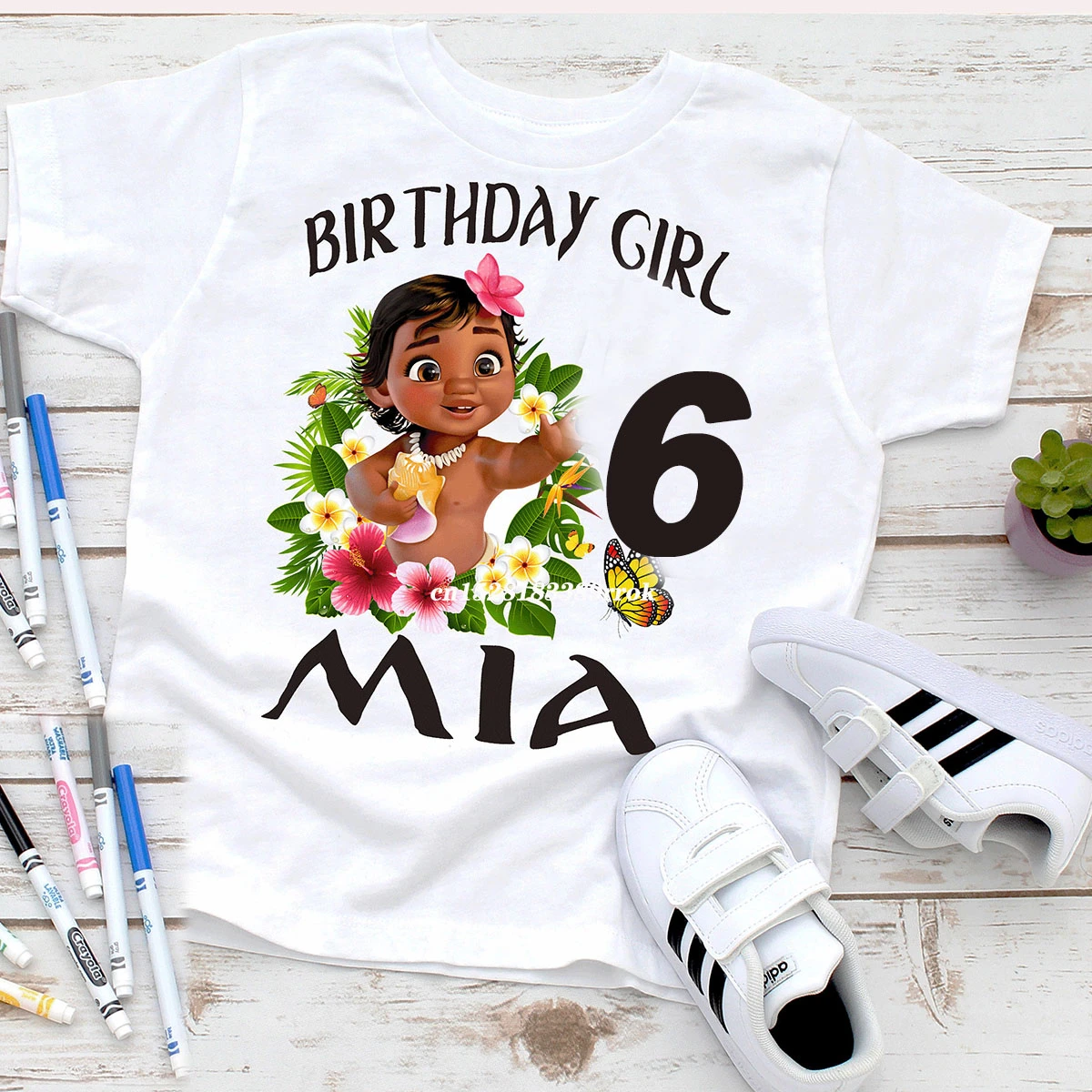 Camiseta personalizada con nombre para niñas, camisas de cumpleaños para niños, dibujos animados, Océano, Romance, camiseta manga corta para niños C028|Camisetas| - AliExpress