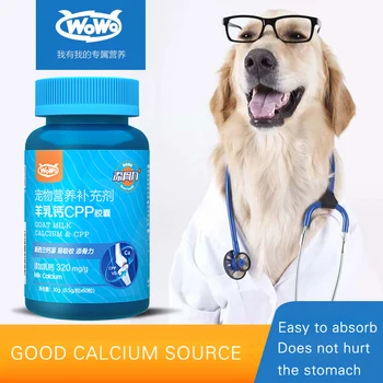 

WOWO Goat Milk Calcium CPP Capsules Cat Bone Calcium Supplement Pet Snack Teddy Puppy Calcium Tablets 60 Capsules