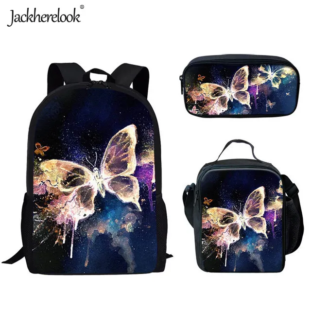 HMC3064CGK Jackherelook/милый детский рюкзак с принтом бабочки; 3 комплекта; школьный рюкзак; Новинка года; Модный школьный рюкзак для мальчиков и девочек - Цвет: HMC3064CGK