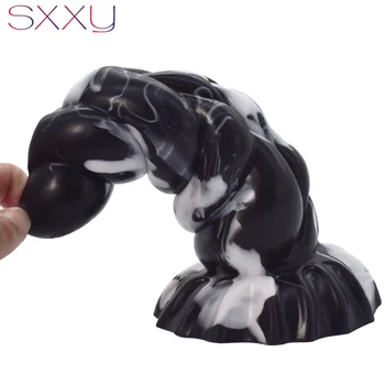 SXXY Curve Anal Toys for Men Women Liquid Silicone Fantasy Butt Plug Monster Beaded Realistic Dildo Sex Shop G Spot Masturbate 5