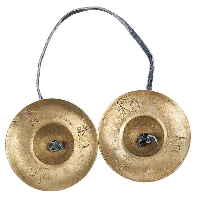 Tibetan Tingsha Cymbals- 6.2 cm- 8 Lucky Symbols Embossed