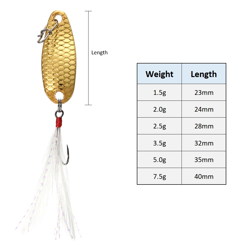 

Mini Metal Spoon Lures Fishing Lures Bag Hard Bait Paillette Spoon Lure Fishing Tackle with 6pcs Multi Colors Water-resistant