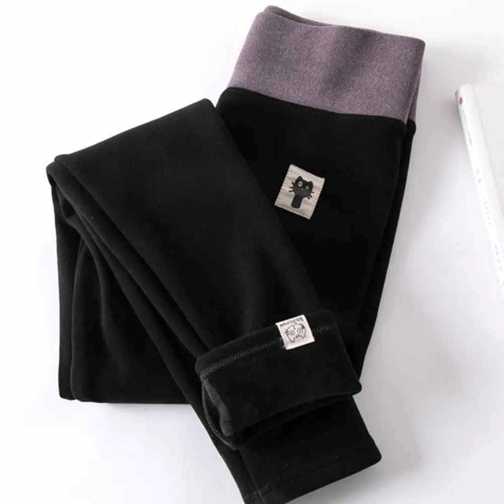 Модные женские осенние и зимние эластичные и качественные плотные бархатные штаны, теплые хлопковые леггинсы больших размеров - Цвет: Black
