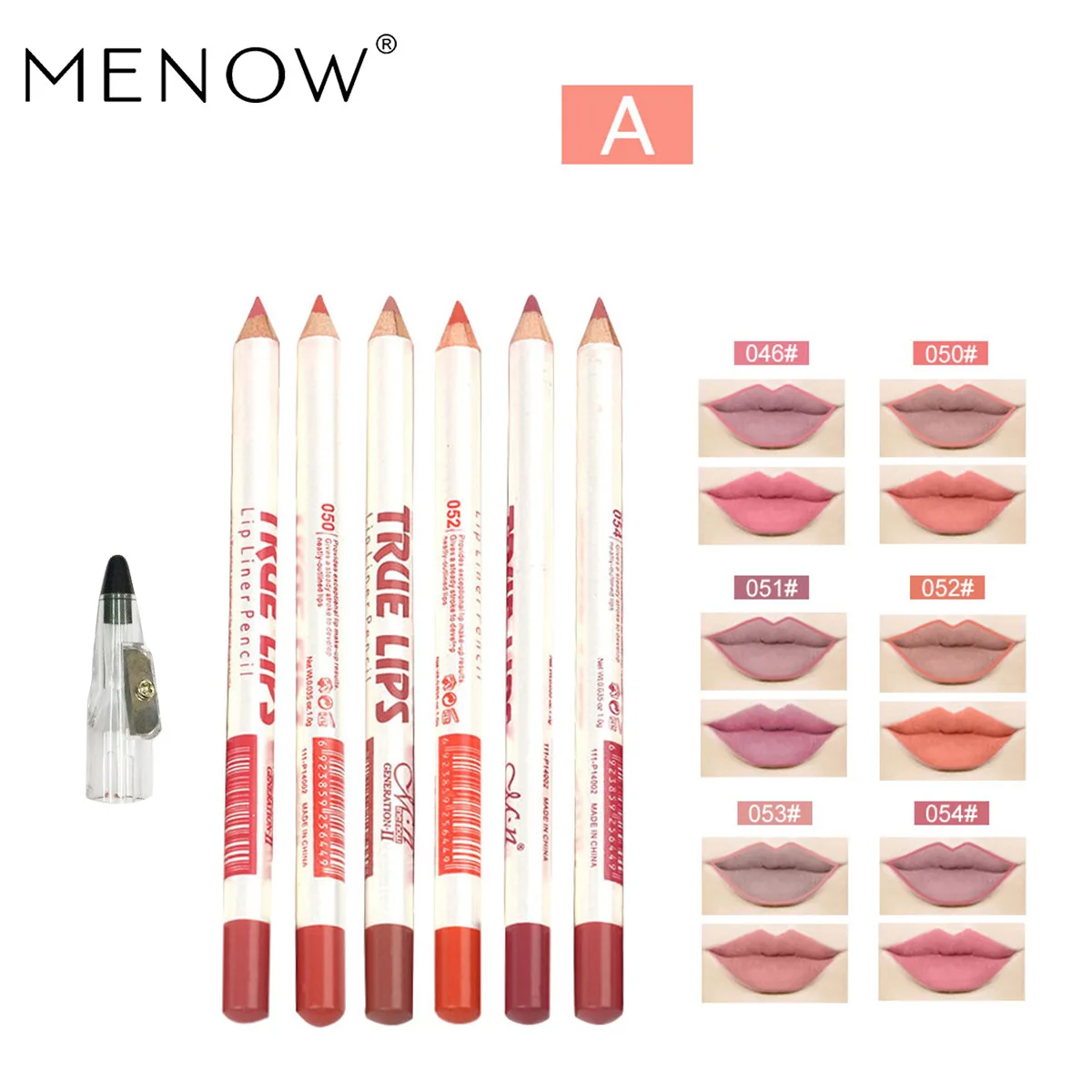 Menow/mellow makeup P14002 карандаш для губ, 6 цветов, водостойкая губная помада, ручка WISH JOOM, лопающийся нож, точилка для карандашей