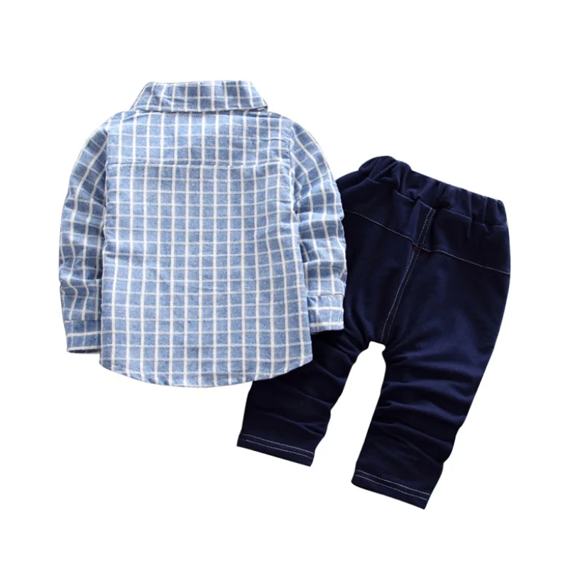 Baby Boys Long Sleeve Gentleman Suit For Boys Children Clothing Bottle Pattern Shirts+Pants Suits Set