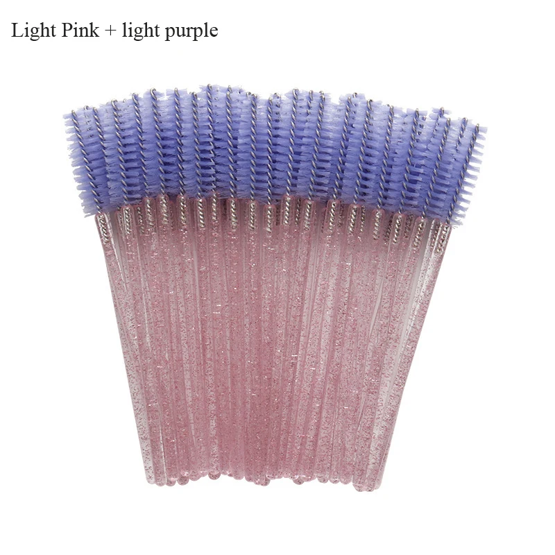 Li-pink-li- purple Faith Pistil 50 шт./лот макияж кисти Хрустальная ресница мягкая и плотная щетка из волокна набор кистей для макияжа для женщин - Handle Color: Li-pink-li- purple