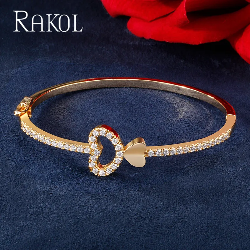 RAKOL женский изысканный браслет с кубическим цирконием, браслет для девушек, очаровательный браслет, вечерние аксессуары для платья RB21215