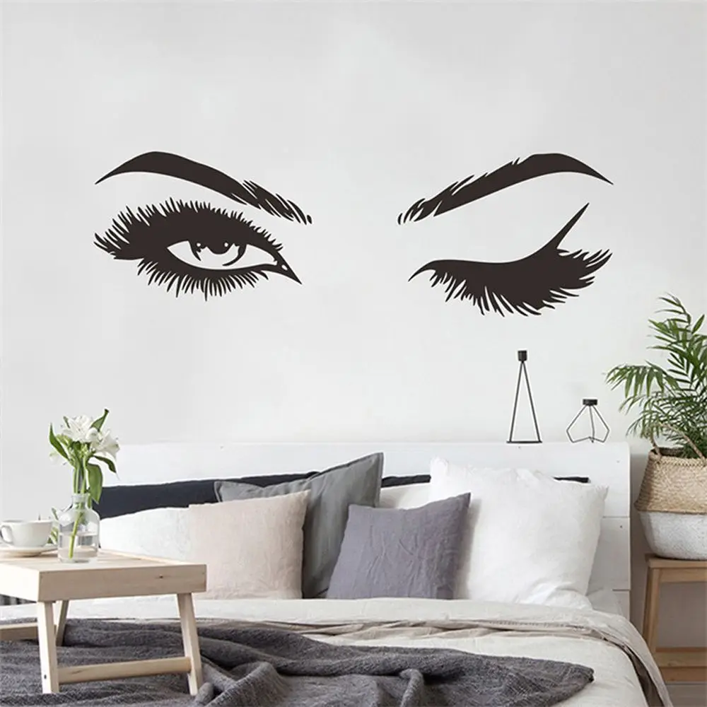 black Lash& Brows глаза Цитата наклейки на стену модные виниловые ресницы наклейки на стену для девочек спальня брови магазин Декор для салона красоты - Цвет: black