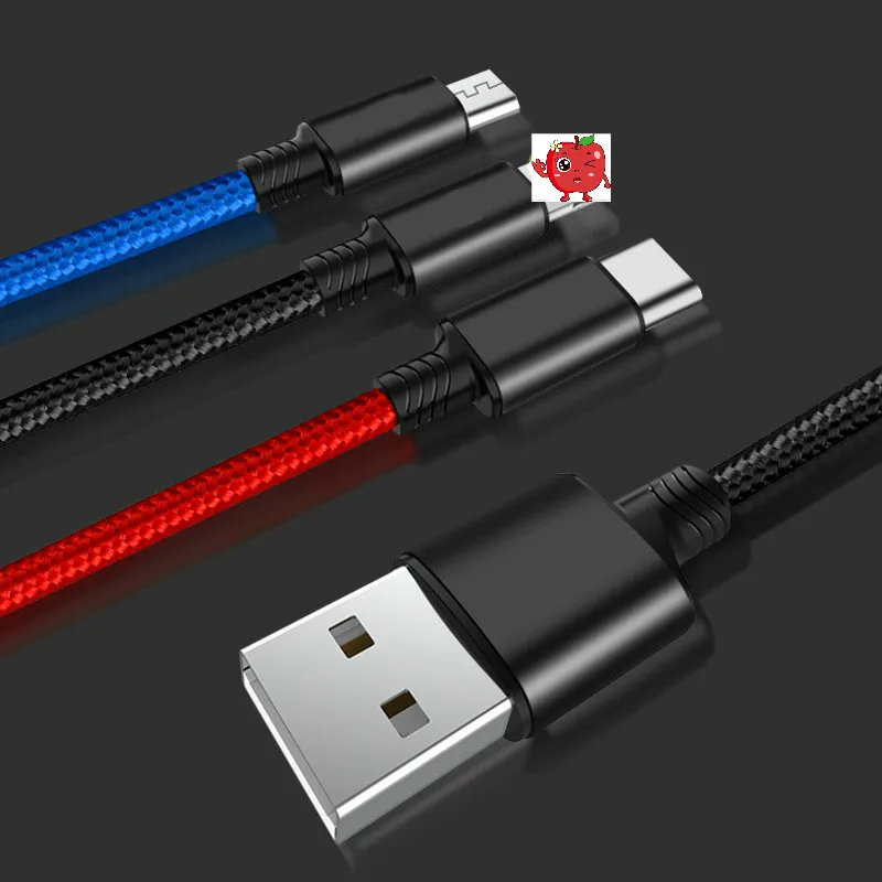 0,3 m-2 m 3 в 1 type C Usb кабель Micro Usb кабель для зарядки телефона 8 Pin для Iphone samsung S9 Redmi Note 8 шнур зарядного устройства 5v 3A