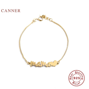 

CANNER Mama Love Bracelet 925 sterling silver Bracelet For Women Pulseras Mujer Bracelets Charms Silver Gold Jewelry Armband