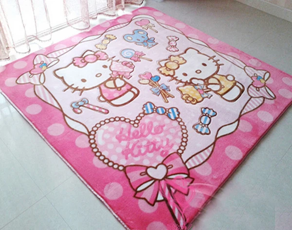 

185cm*185cm House Decorative Rug Baby Room Mat Children's Hello Kitty Large Carpet Party Coral Fleece Rugs