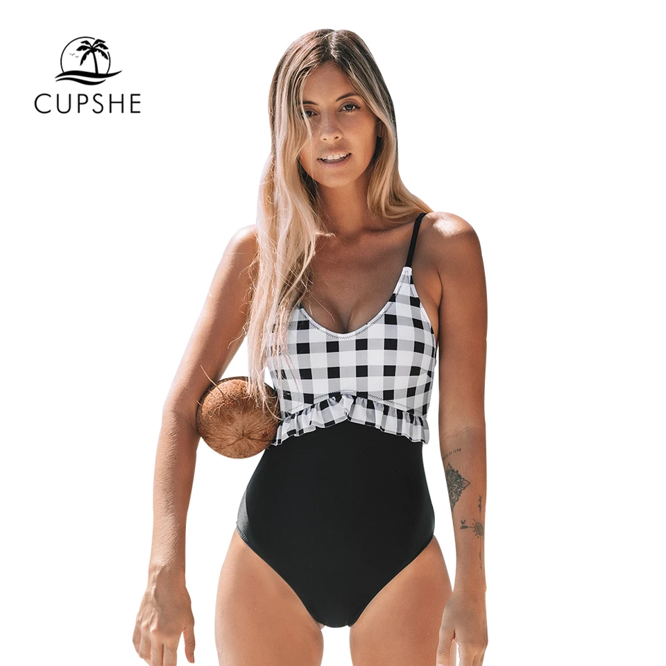 cupshe black and white gingham