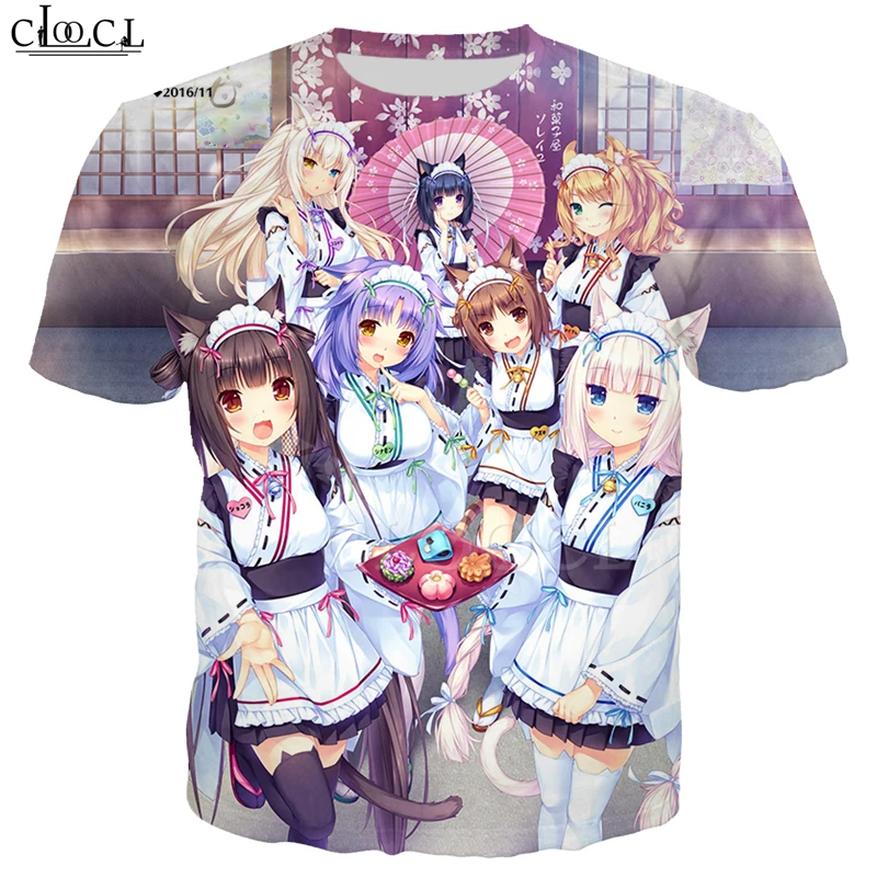 CLOOCL новый стиль аниме Nekopara шоколад ваниль милые девушки футболка 3D печать