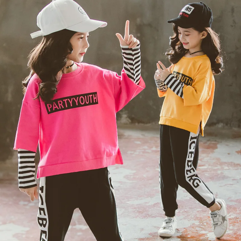 

Children Set Spring Autumn New Kids Casual Stripes Jacket Pants 2pcs/sets Girls Korean Version Cotton Clothing Kids Tracksuits