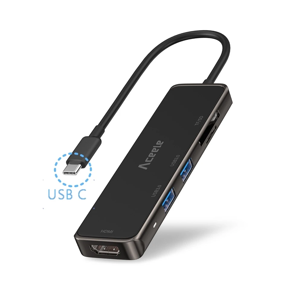 Aceele 5 в 1 нескользящий USB C концентратор HDMI USB 3,0 SD/TF кардридер адаптер для Macbook Pro samsung S10 9 8 Tab S4 Surface Go