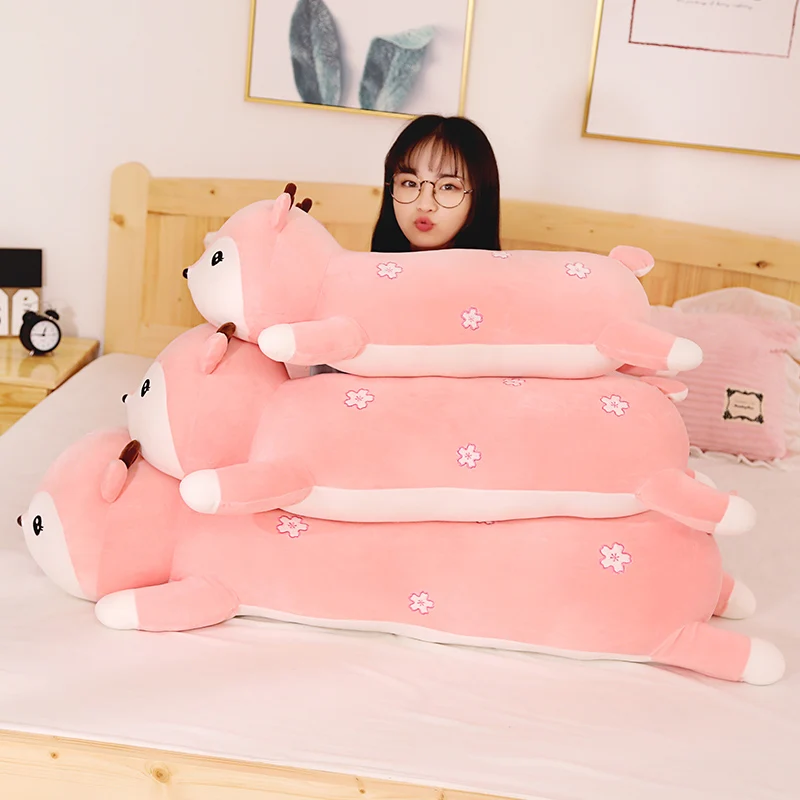 80 100cm Huge Soft Kawaii Lying Deer Stuffed Lovely Animal Plush Toys for Children Kids Sofa 4