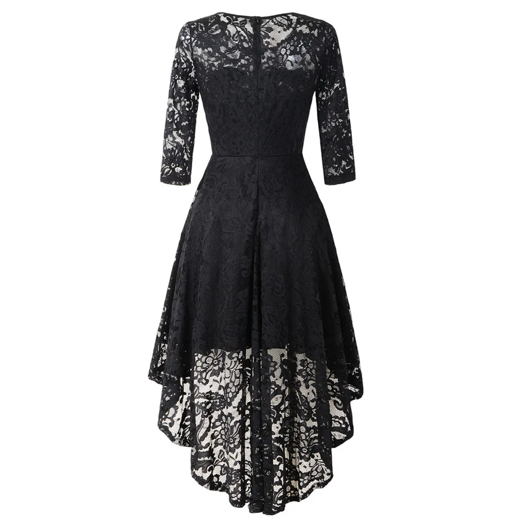 Lace Dress Women Vintage Half Sleeve Fancy Party Dress Elegant Solid Lace Hollow Out Dress Princess Dress Femme Vestidos T3