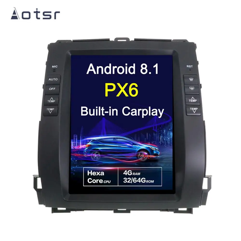 AOTSR Android 8,1 Tesla стиль HD экран Автомобильный gps навигатор для Toyota Land Cruiser Prado/Lexus GX470 2002-2009мультимедийный плеер