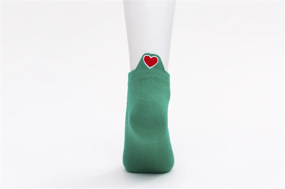 Neue frauen Sommer Frühling Cartoon Baumwolle Lustige Stickerei Rote Herz Socken Nette Mädchen Bunte Kurze Knöchel Sokken Dropship – Detail 30