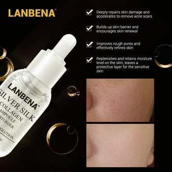 

LANBENA Silver Silk Collagen Ampoule Serum Anti Wrinkle Tightening Whitening Nourishing Moisturizing Anti Aging Cream Face Care