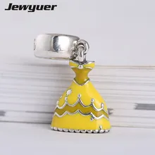 Подвеска на платье с эмалью, коллекция мультфильмов, амулеты, серебро 925 пробы, подходит для бусин, браслет, подвеска, сделай сам, хорошее ювелирное изделие DSN024