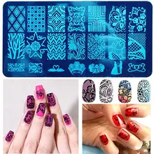 2019 10 neue Design DIY Nail art Bild Stempel Platten Maniküre Vorlage Werkzeug Schönheit & Gesundheit Spitze Platte Schöne muster(China)