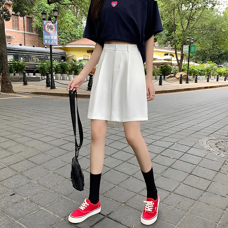 Womens Inseam Super Comfy Bermuda Walking Shorts Suit Knee Length Loose Wide Leg Shorts Office Lady Work Business Formal Shorts