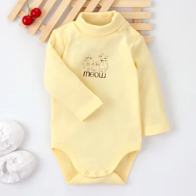 Newborn Baby Girl Clothing Bodysuits Tops Cotton Long Sleeved Romper 9-24M Outfits Clothes Jumpsuit Ruffled Costume for Kids New yellow