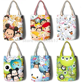 

New Cartoon Tsum Tsum Girls Women Canvas Shoulder Bags Large Handbag Cute Cartoon Shopping Bag