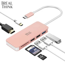 IREALTHINK usb type-c адаптер usb c док-станция для HDMI концентратор type c конвектор usb-хаб+ кардридер+ PD+ HDMI концентратор для ноутбука