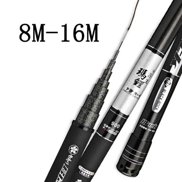 Full Length 8m 9m 10m 11m 12m 13m 14m 15m 16m Power Hand Pole Carbon  Fishing Rod Super Light Telescopic Rod Stick Spare tip A346 - AliExpress