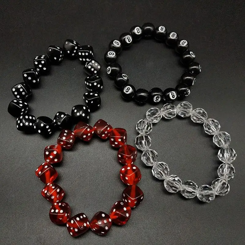 Acrylic Dice Beads Stretch Bracelets Funny Game Lucky Dice Bracelets Women Fashion Jewerly