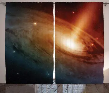 

Outer Space Curtains Spiral Galaxy System Deep Cosmic Space Stardust View from Telescope Living Room Bedroom Window Drapes