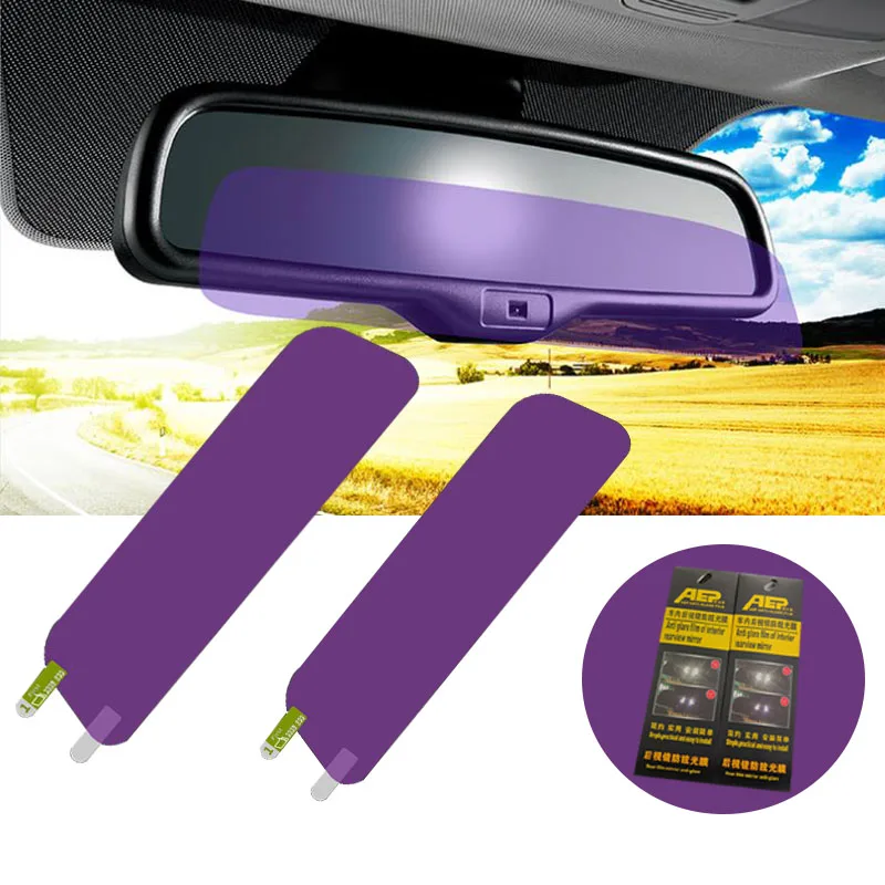 

1 Pcs Car Interior Rear View Mirror Reversing Anti-glare Blue Film Anti-glare Blocking Glare Simple Practical For Night Driving