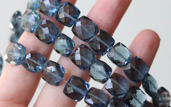 

5pieces AA loose beads LONDON BLUE quartz SQUARE 9mm faceted for DIY jewelry making FPPJ wholesale beads nature