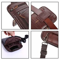 Pochette de téléphone en cuir pour hommes, sac de ceinture, sac à bandoulière, sac de taille Vintage multifonction pour l'extérieur, sac de taille suspendu pour loisirs 2
