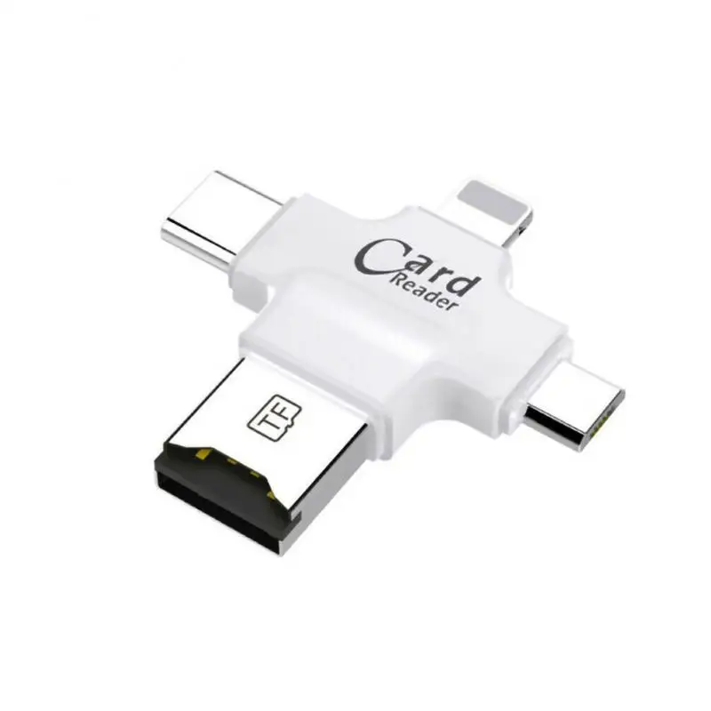 OTG Тип C адаптер USB 4in1 Тип-конвертер 4-в-1 Мути-кард-ридер для iPhone/Android адаптеры USB3.0 USB-C устройство для считывания с tf-карт - Color: White
