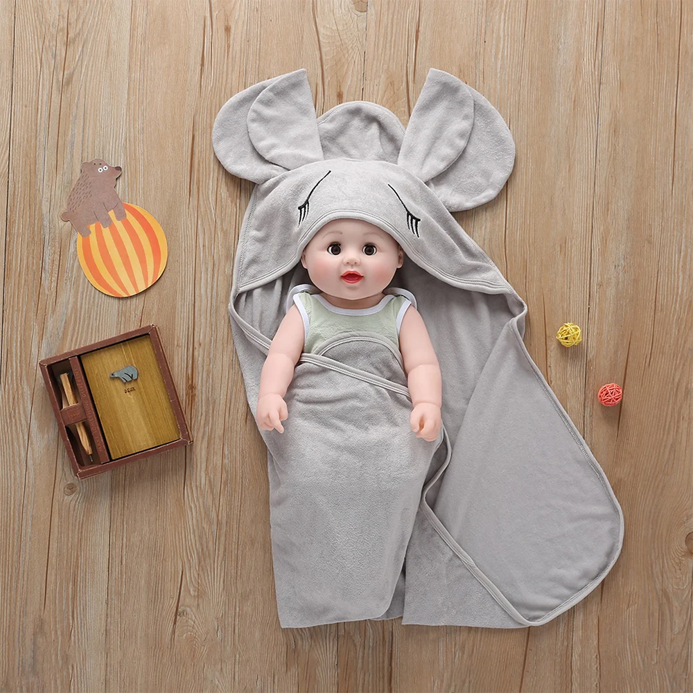 LOOZYKIT, Детские спальные мешки, зимние теплые детские коляски, Infantil, пеленка для пеленания, Осенние вязаные конверты с кроликом для новорожденных 0-6 месяцев - Цвет: Style2 gray