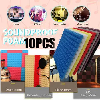 

10PCS Studio Acoustic Soundproof Foam Sound Absorption Treatment Panel Tile Wedge Protective Sponge Silencing Sponge Dropship