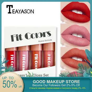 

4 pcs/set Lipgloss Kit Lips Makeup Beauty Cosmetic Sexy Red Lips Waterproof Nude Matte Velvet Lipsticks Lips Makeup Cosmetics