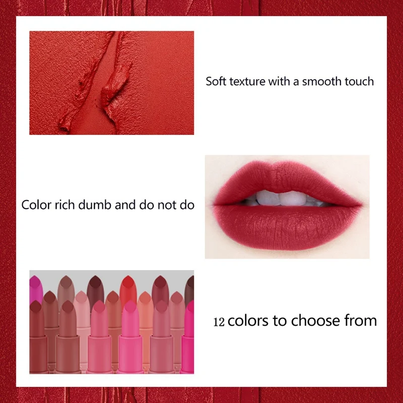 Sexy Matte Lipstick Waterproof Long Lasting Non-Sticky Cup Velvet Matte Lipstick Makeup Tools Nude Lip Stick
