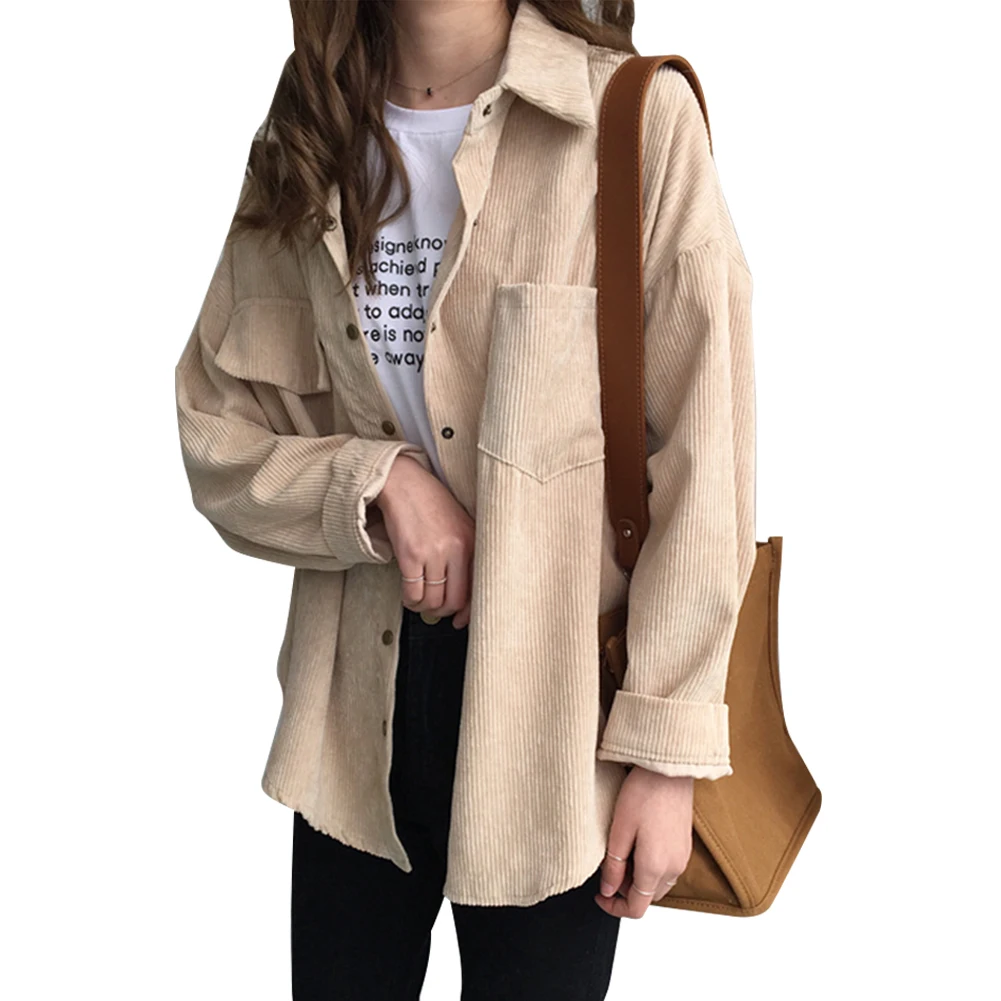 

Corduroy Coat Shirt Outwear Loose Long Sleeve Retro Spring Autumn