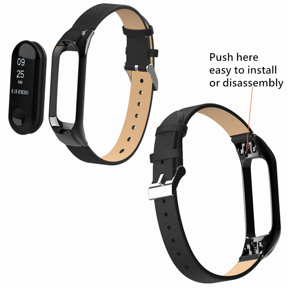 PU кожаный ремешок для Mi Band 3 4 наручный браслет Miband смарт браслет|Смарт-аксессуары|