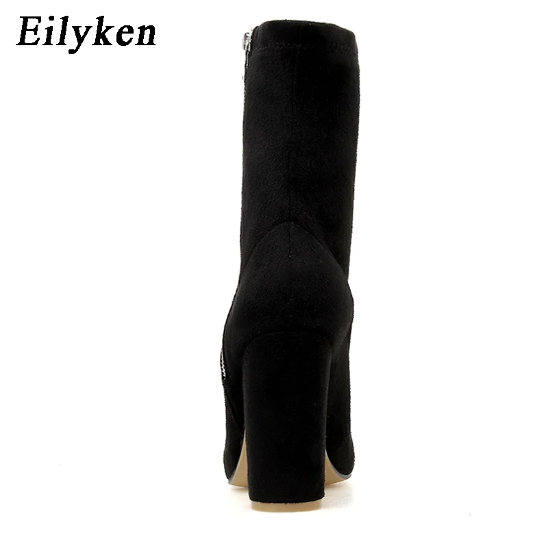 Eilyken/женские классические ботинки осенне-зимняя Дамская обувь на высоком каблуке с боковой молнией пикантные женские офисные туфли-лодочки с квадратным носком размеры 41, 42